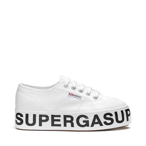 Superga 2790 Cotw Outsole Lettering White Platform Sneakers - Women's Sneakers USA | US4809072